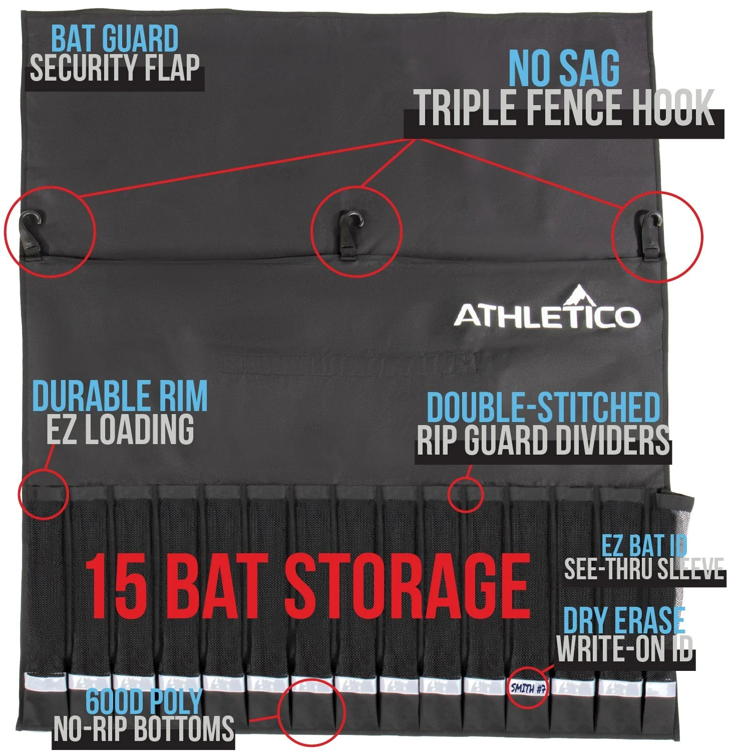 Athletico Baseball 15-Bat Storage Dugout Organizer - Image 6