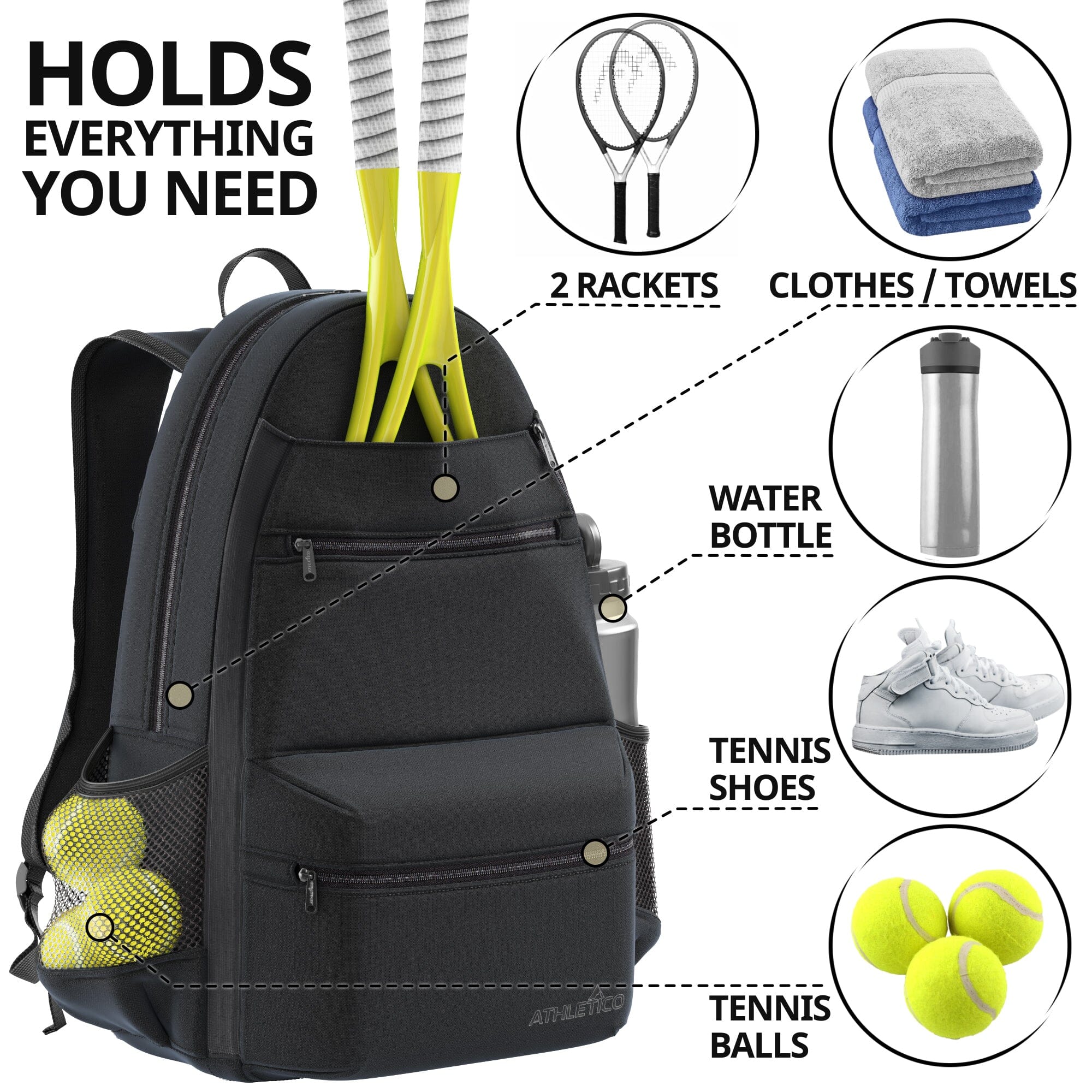 Athletico Compact City Tennis Backpack - Image 5