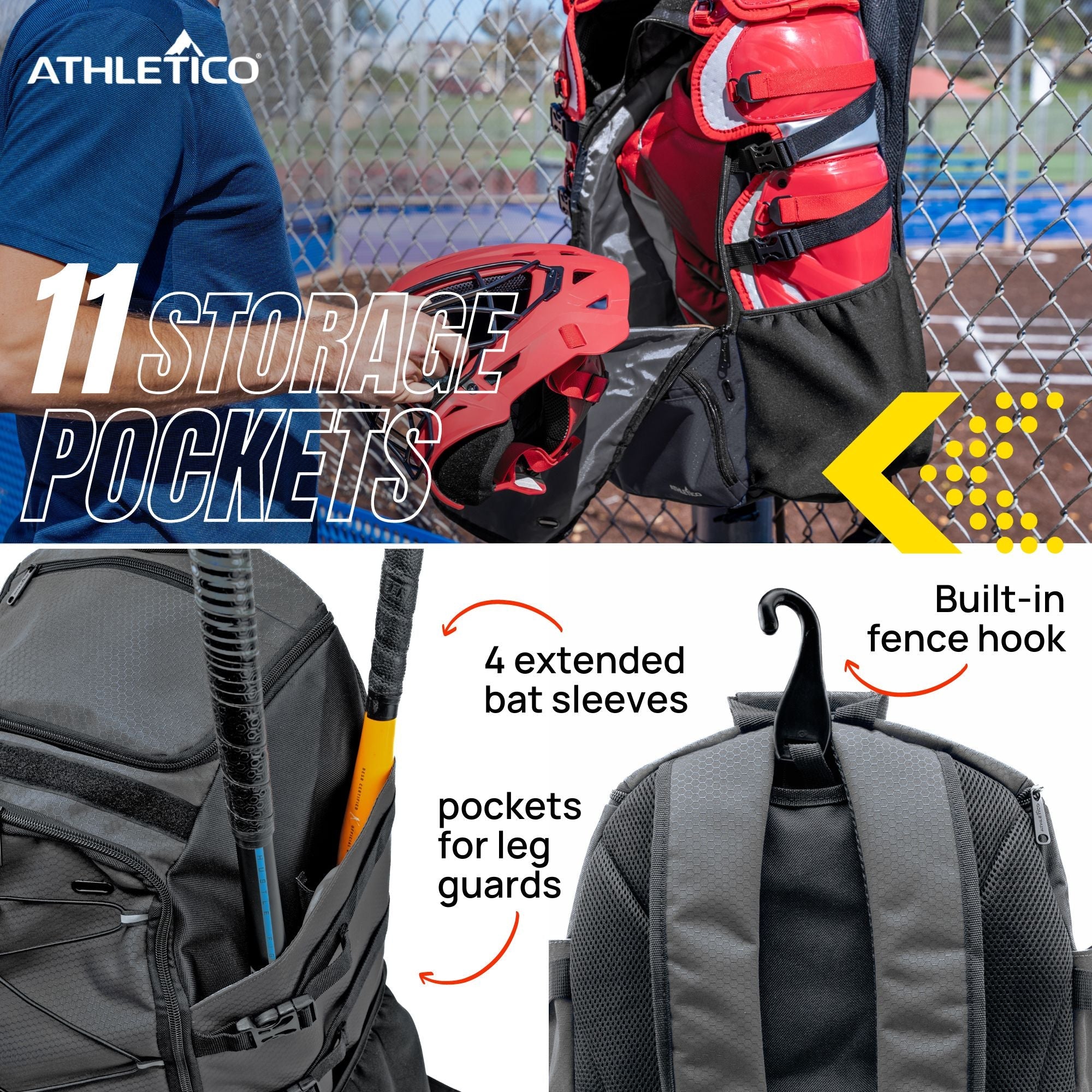 Athletico Dominator Baseball Catcher Backpack - Image 4